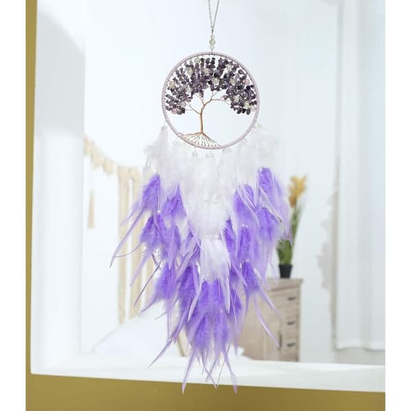 Dream Catcher, Large Handmade Feather Mobile Wall Decor for Bedroom Decorations, Home Decor, Purple