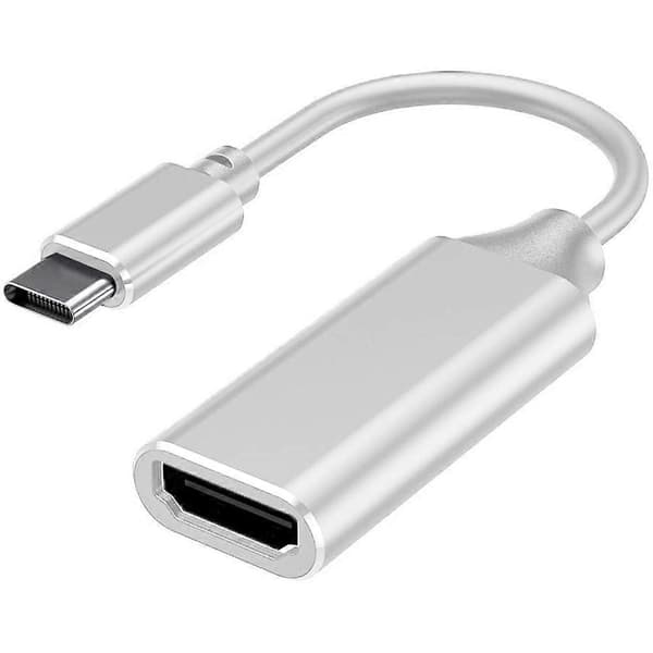 USB-C til HDMI-adapter, 4K Type-C til HDMI-adapter (Thunderbolt 3-kompatibel) med video- og lydutgang - Sølv