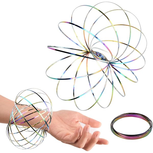 Flow Ring, Leker Flow Rings 3D Rainbow Spring Metall Interaktiv Ri