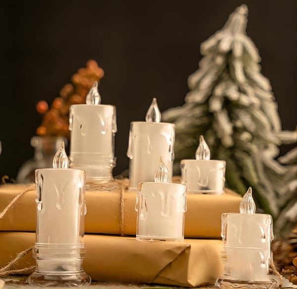 Flammefri LED-lys, batteridrevet julelys til juledekoration, 1 stk.