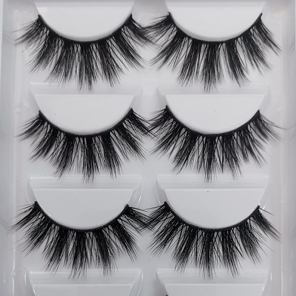 5 par lösögonfransar - 3D faux mink - G505 Black Svart