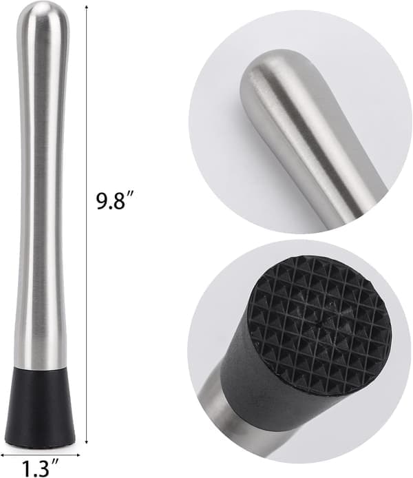 4-pak cocktailmuddler 304 rustfrit stål frugtknuser 9,8\" lang isknuser til barfest og hjem