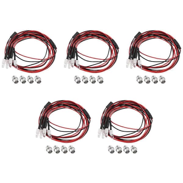 4 LED RC Lyssett for 1/10 RC Bil Lastebil Crawler RC Modell Driftbil Frontlykter Baklykter, 5mm, Hvit