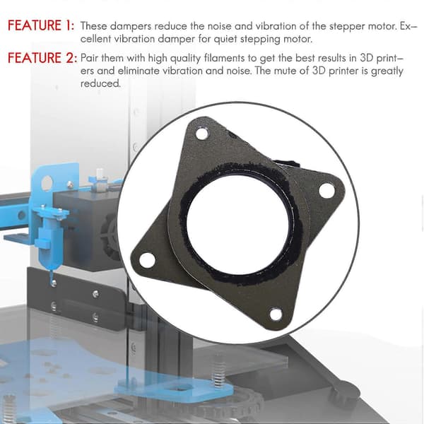 NEMA 17 Steppermotor vibrationsdæmpere med M3-skrue - 3D-printer CNC - 10 stk.