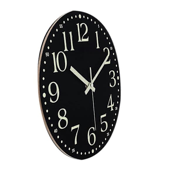 Luminous Wall Clock, 30 cm Silent Battery Operated Non-Ticking Clock, Illuminated Wall Clock Decoration Black
