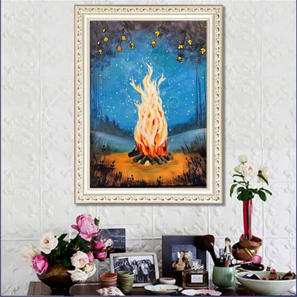 Flamme Diamantmaleri Kits til Voksne Børn Begyndere DIY Fuld Rou