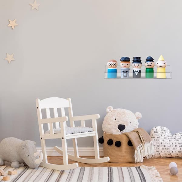 Vægmonterede LP-holdere i akryl til 12-tommer vinylplader, 30,5 x 4,3 x 4,3 cm