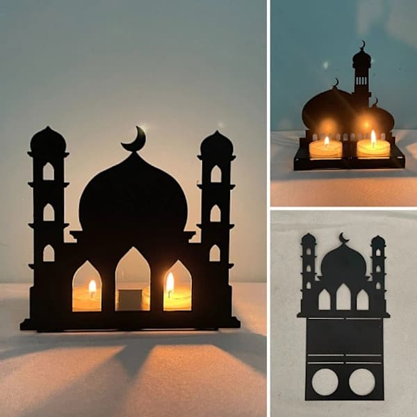 Eid-håndverk Slott Lysestake Ramadan Mubarak Lampe Dekorasjon