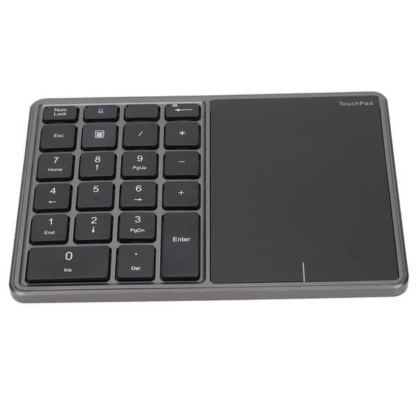 Wireless Numeric Keypad with Touchpad Design 22 Keys 2.4G Dual Mode Connection Type C Interface Laptop Keyboard Gray