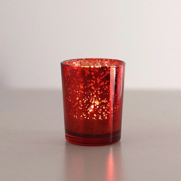 Candle Holder Cup Starry Sky Glass Candle Holder RED Red