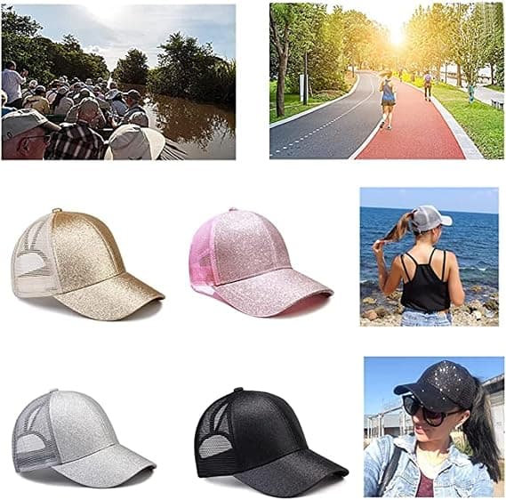 Visirkeps Ponytail Mesh Säädettävä Baseball-lippis Naiset Samppanja Champagne