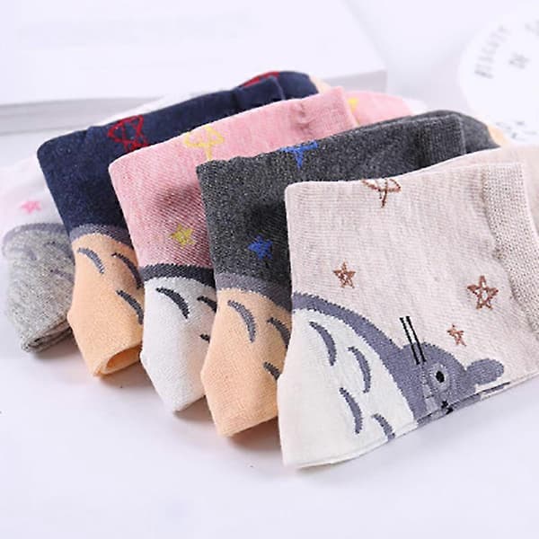 5 par/lot Anime Totoro Tegneserie Søde Strømper Dame Bomuldsstrømper Anime Strømper Cosplay Fans Gave Efterår Vinter Mode Strømper