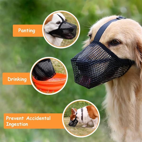 Dog Muzzle Breathable Nylon Mesh Soft Padded Adjustable Straps Anti-bite Chew Bark For Walking Training Long-nosed Dogs Grey XL