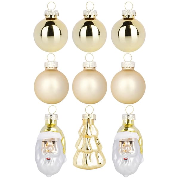 Julgranskulor, guld, splittersäkra, 9-delat set