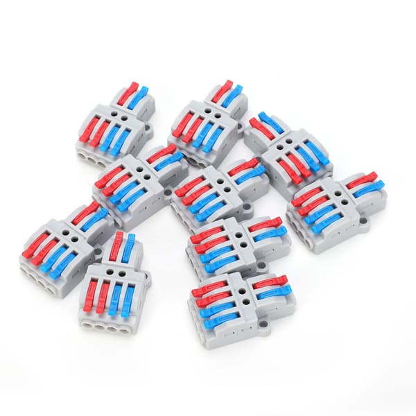 10 pcs Wire Conductor Connector 2in4out with Fixed Hole 4mm Splitter Quick Connect Terminal Block 600V