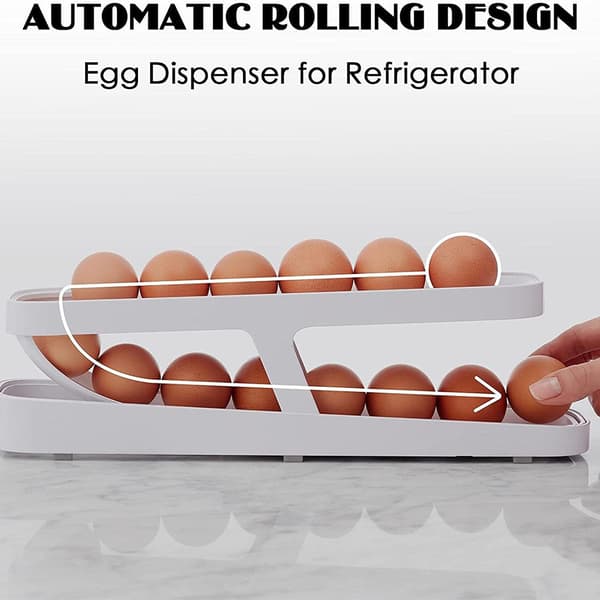 Eggbeholder for kjøleskap, eggdispenser, eggstativ, egglagring for 12-14 egg, dobbelt lag, kjøkkenorganisator