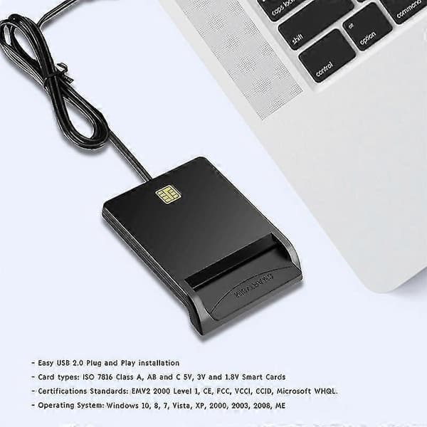 ROCKETEK SCR1 USB 2.0 Smartkortleser ID SIM Bankkortadapter