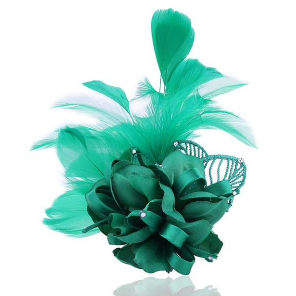 Koreansk tygbrosch corsage bröllop 19x10cm fjäder