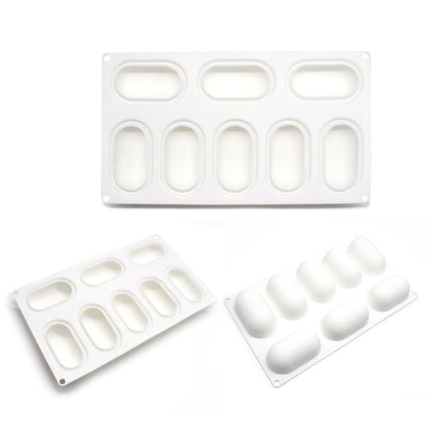 Aflange 8 stk Mousseform Pude | Silikoneform Vit white