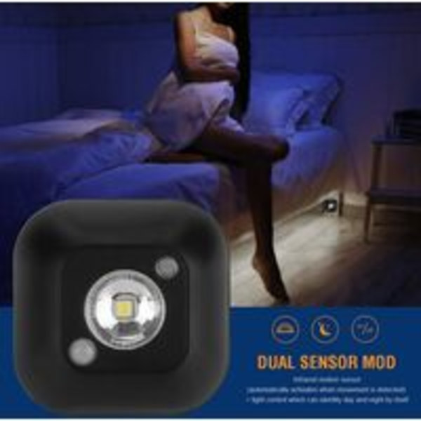 Motion Sensor Night Light, Mini Wireless LED Infrared Motion Sensor Battery Powered Night Light, (Black)