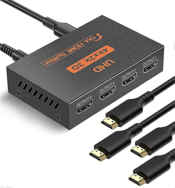 HDMI-splitter 1 in 4 ut 4-vägs HDMI-distribution stöder 3D 4K 1080P HDMI-splitter 1X4 HDMI-splitter