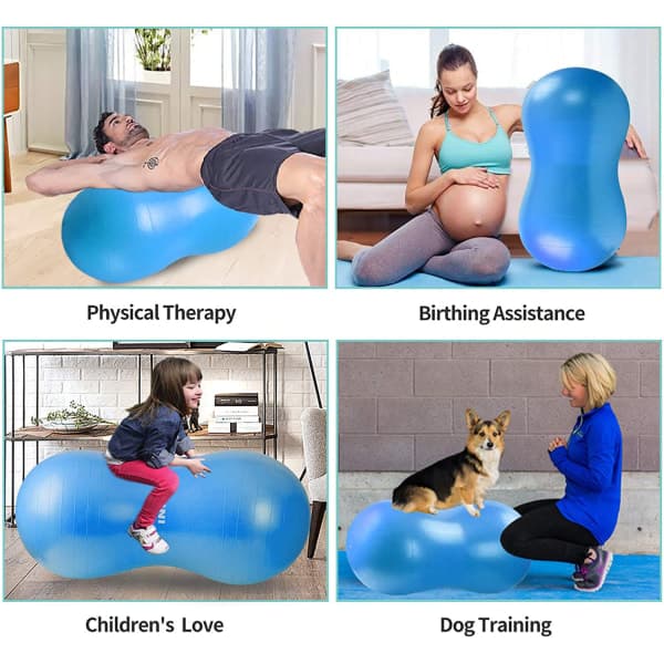 Peanut Ball - Anti-Burst Ball for Childbirth, Pediatric Physical Therapy, Core Strength, Home and Gym Workouts (Includes Pump)