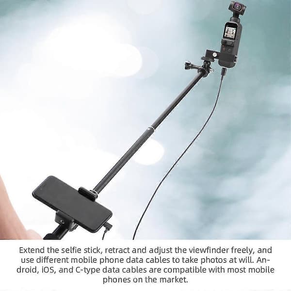 Selfiekeppi DJI Osmo Pocket 2 -käsivakaajalle, Type-c/Android-puhelinpidikemoduulin jatkotanko - Type-c Type-c:hen
