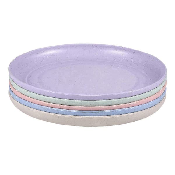 Yardwe 5 pcs Wheat Straw Plates Unbreakable Lightweight Dinner Plates Reusable Sturdy Dinnerware Set for Home Kitchen