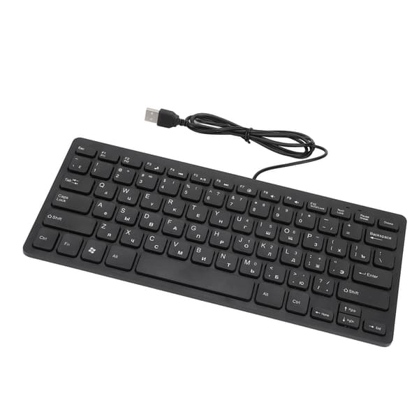 Mini USB Wired Keyboard - 78 Keys, Ultra-thin, Silent, Russian Language
