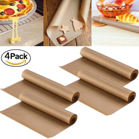 Ekstra stor permanent bakeplate (sett med 4) for grilling og baking - 40x60 cm, kan klippes til - Tåler oppvaskmaskin