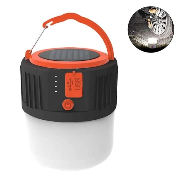 Rechargeable LED Camping Lantern, 2400 mAh, Solar Camping Light - Remote Control, IPx45 Waterproof, 5 Light Modes