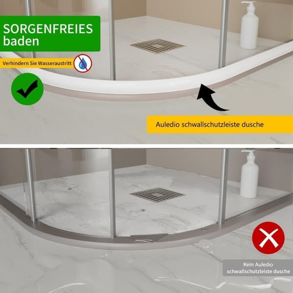 Duschtröskel och vattenbarriär - Flexibel silikonlist, vattentät, 3 cm hög, transparent, 2 m Transparent 2M