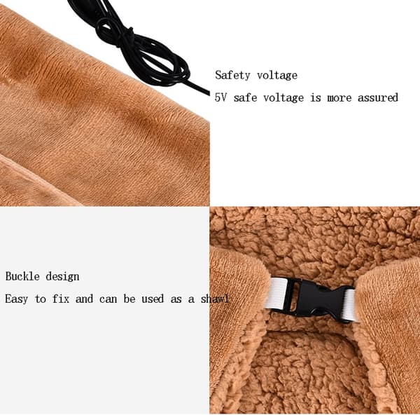 USB Heated Blanket, Electric Heated Shawl Blanket, Cordless H