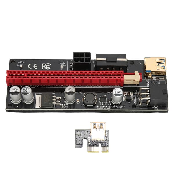 PCIE 1X til 16X Riser-kort 4 solide kondensatorer 6 PIN-grensesnitt USB-kabel Fast spennedesign PCIE GPU Riser Express-kabel Blå