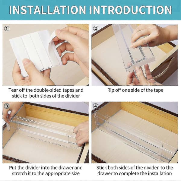Drawer Dividers 8-Pack, Adjustable 3.2 inch High Expandable from 11-20.6 inch Kitchen Drawer Organizer