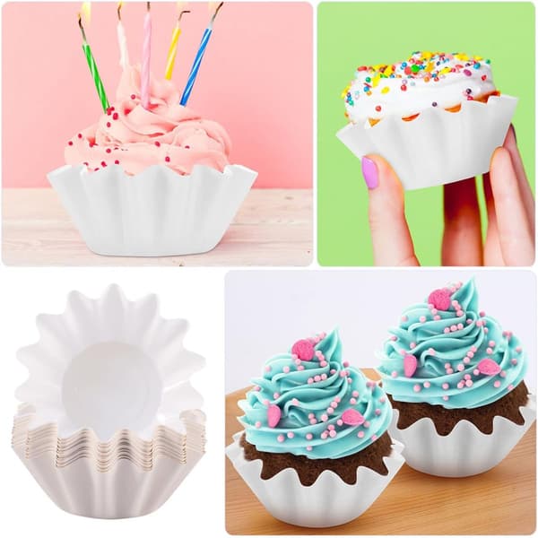 100 stk. engangsmuffinsforme i papir til bagning, hvide muffinsforme, der ikke er lette at deformere