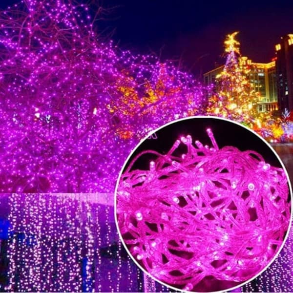 50M 500 LED-ljusslinga Karneval Bröllop Utomhus Inomhus Trädgårdsbelysning（Rosa）