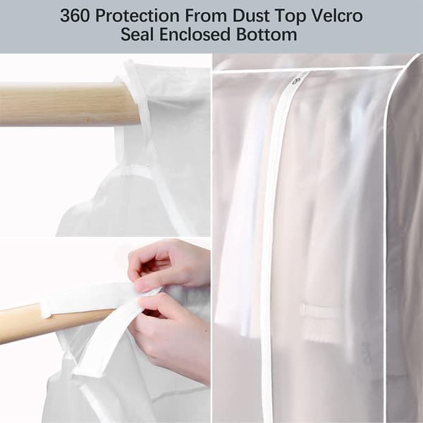 Transparent Frosted Garment Rack Covers with Zipper and Hook and Loop Fastener