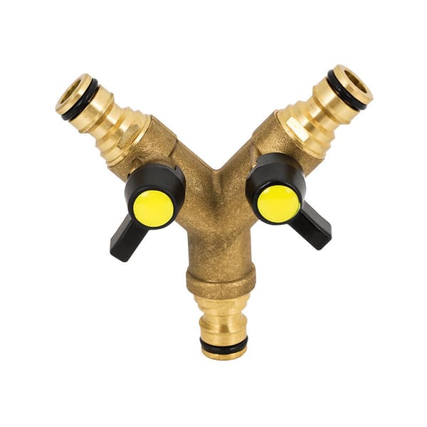 SHINING HOUSE 1/2\" Hose Clamp Ball Valve Brass Y-Shape 2-Way Connection Switch