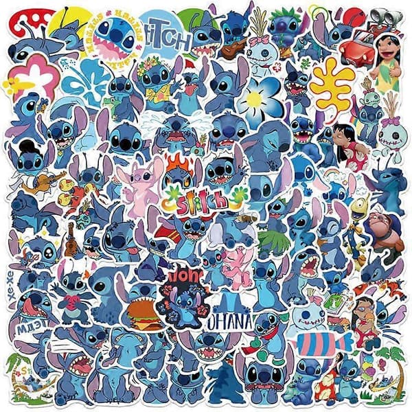 100 stk Stitch-klistremerker for vannflasker