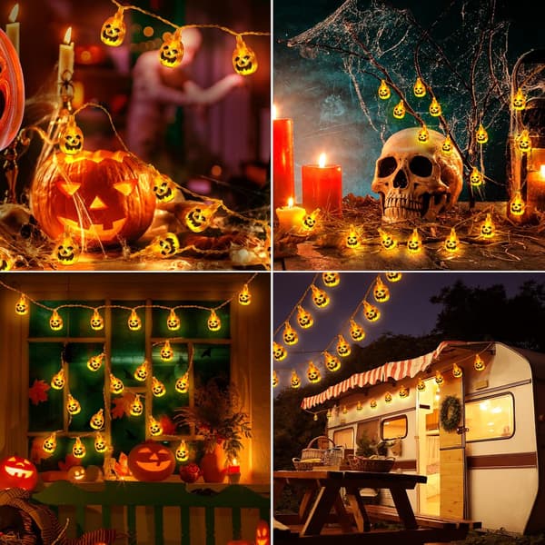 Halloween lyskæde, 3M 20 LED Halloween 3D græskar lyskæde