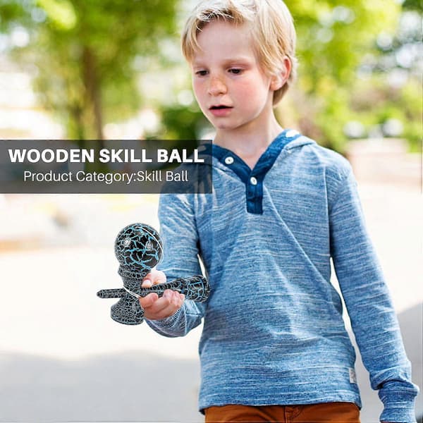 Kendama Legetøj Træ Udendørssport Sort Blå 18,5x7 cm