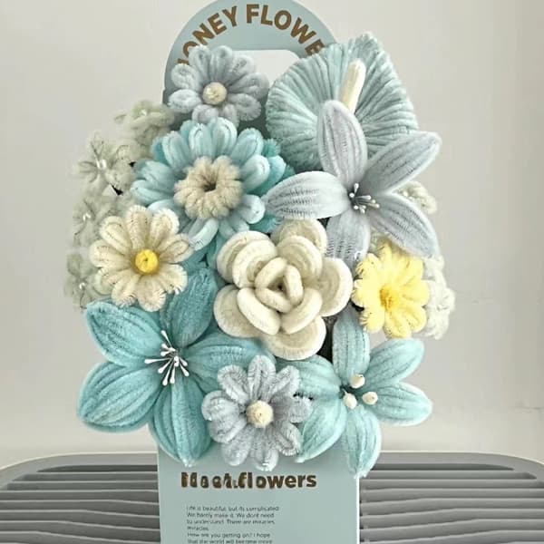 DIY Blomsterbukett Kit – Piprensare Hantverksset med Presentförpackning Handgjort Konstkit Macarons Macarons