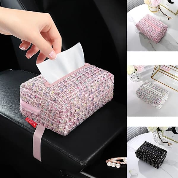 Bil Tissue Box Tissue Förvaringsfodral SVART SVART