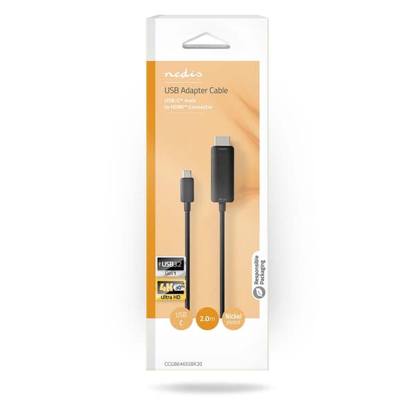 USB-C™-sovitin HDMI™-liitäntään | USB 3.2 Gen 1 | 4K@60Hz | 2,00 m | Musta Svart