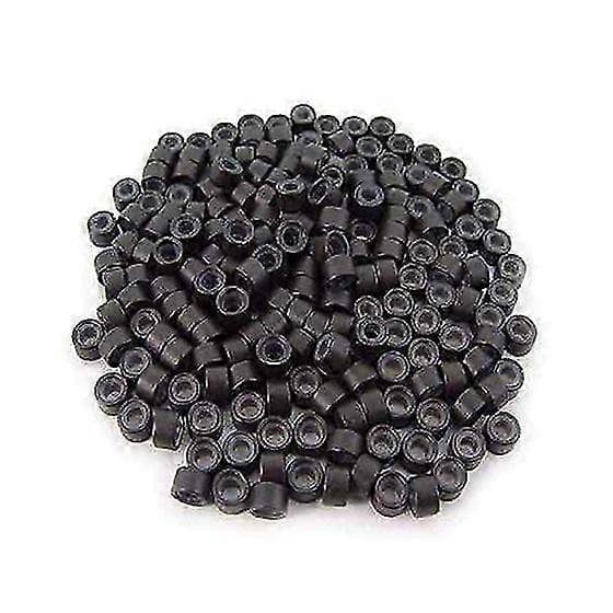 200 stk 5mm Mørkebrune Silikonforede Ringer Lenker Perler For I Bond Stick Tip Fjærhårforlengelse
