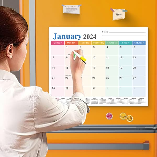 Vægkalender 2024 Magnetisk Absorption Køleskabsmærkat Kalender