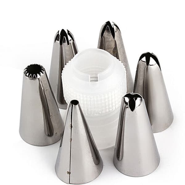 6pcs piping nozzles with coupler, piping bags Silver silver