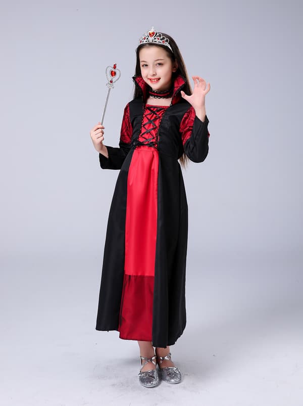 Halloween Snövit Drottning-kostym för barn 135-140 cm, polyester, scenkläder för sagoföreställningar