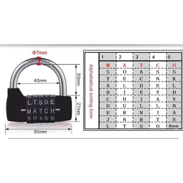 Combination Lock, Code Lock, Waterproof and Rustproof Combination Lock for Families, Schools, Businesses, Lockers and Other Places (5 Letter Lock)